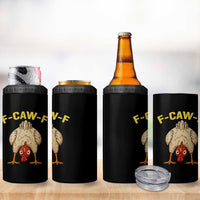 Funny F Caw F Bending Over Chicken Meme 4 in 1 Can Cooler Tumbler Upside Down Head Poultry Humor - Wonder Print Shop