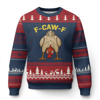 Funny F Caw F Bending Over Chicken Meme Ugly Christmas Sweater Upside Down Head Poultry Humor - Wonder Print Shop