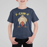 Funny F Caw F Bending Over Chicken Meme T Shirt For Kid Upside Down Head Poultry Humor - Wonder Print Shop