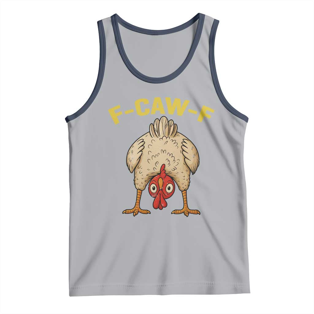 Funny F Caw F Bending Over Chicken Meme Tank Top Upside Down Head Poultry Humor - Wonder Print Shop