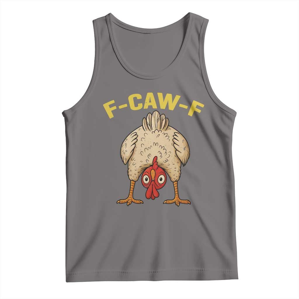 Funny F Caw F Bending Over Chicken Meme Tank Top Upside Down Head Poultry Humor - Wonder Print Shop