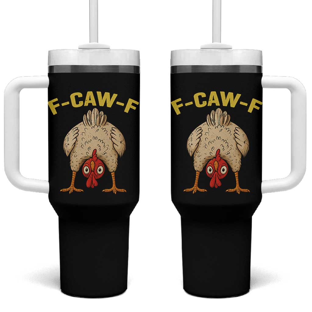 Funny F Caw F Bending Over Chicken Meme Tumbler With Handle Upside Down Head Poultry Humor - Wonder Print Shop