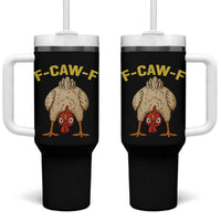 Funny F Caw F Bending Over Chicken Meme Tumbler With Handle Upside Down Head Poultry Humor - Wonder Print Shop