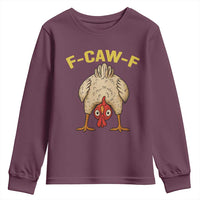 Funny F Caw F Bending Over Chicken Meme Youth Sweatshirt Upside Down Head Poultry Humor - Wonder Print Shop