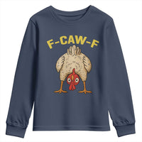 Funny F Caw F Bending Over Chicken Meme Youth Sweatshirt Upside Down Head Poultry Humor - Wonder Print Shop