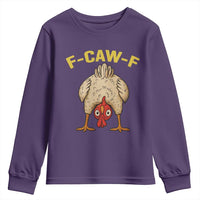Funny F Caw F Bending Over Chicken Meme Youth Sweatshirt Upside Down Head Poultry Humor - Wonder Print Shop