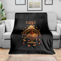 Funny F Caw F Turkey Meme Thanksgiving Graphic Throw Blanket Funny Fowl Mood Humor - Wonder Print Shop