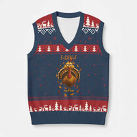Funny F Caw F Turkey Meme Thanksgiving Graphic V-Neck Knit Sweater Vest Funny Fowl Mood Humor - Wonder Print Shop