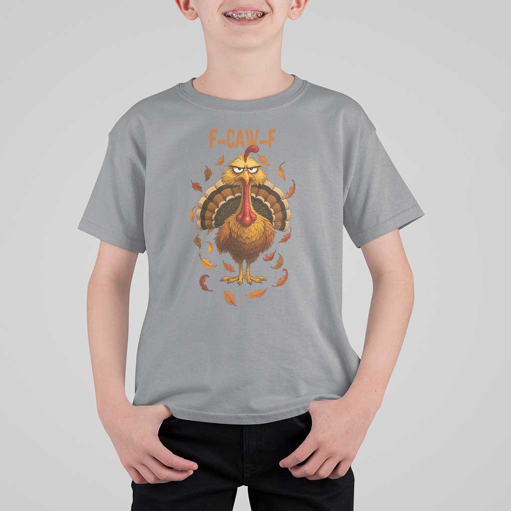 Funny F Caw F Turkey Meme Thanksgiving Graphic T Shirt For Kid Funny Fowl Mood Humor - Wonder Print Shop