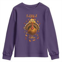 Funny F Caw F Turkey Meme Thanksgiving Graphic Youth Sweatshirt Funny Fowl Mood Humor - Wonder Print Shop