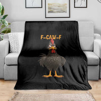 Funny F Caw F Grumpy Black Chicken Graphic Throw Blanket Moody Bird Meme for Sarcastic Animal Lovers - Wonder Print Shop