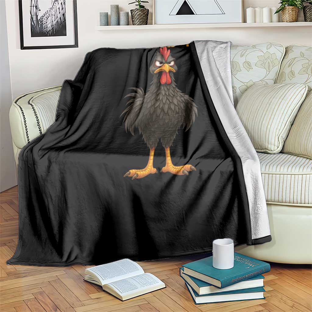 Funny F Caw F Grumpy Black Chicken Graphic Throw Blanket Moody Bird Meme for Sarcastic Animal Lovers - Wonder Print Shop