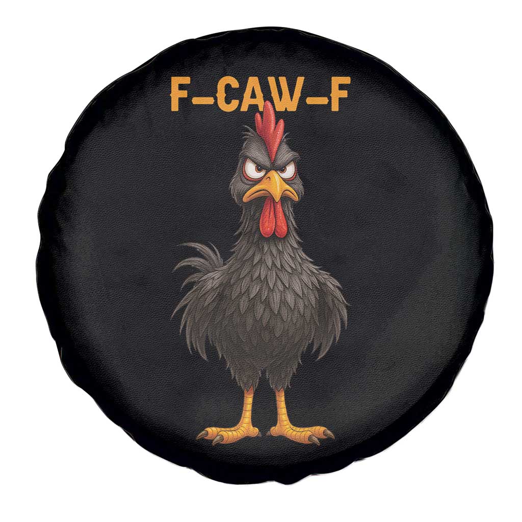 Funny F Caw F Grumpy Black Chicken Graphic Spare Tire Cover Moody Bird Meme for Sarcastic Animal Lovers - Wonder Print Shop