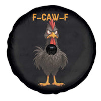 Funny F Caw F Grumpy Black Chicken Graphic Spare Tire Cover Moody Bird Meme for Sarcastic Animal Lovers - Wonder Print Shop