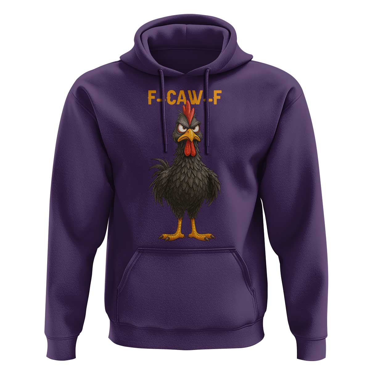 Funny F Caw F Grumpy Black Chicken Graphic Hoodie Moody Bird Meme for Sarcastic Animal Lovers - Wonder Print Shop