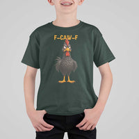 Funny F Caw F Grumpy Black Chicken Graphic T Shirt For Kid Moody Bird Meme for Sarcastic Animal Lovers - Wonder Print Shop