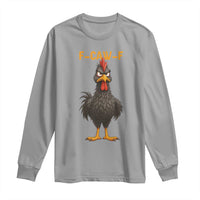 Funny F Caw F Grumpy Black Chicken Graphic Long Sleeve Shirt Moody Bird Meme for Sarcastic Animal Lovers - Wonder Print Shop