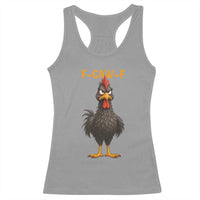 Funny F Caw F Grumpy Black Chicken Graphic Racerback Tank Top Moody Bird Meme for Sarcastic Animal Lovers - Wonder Print Shop