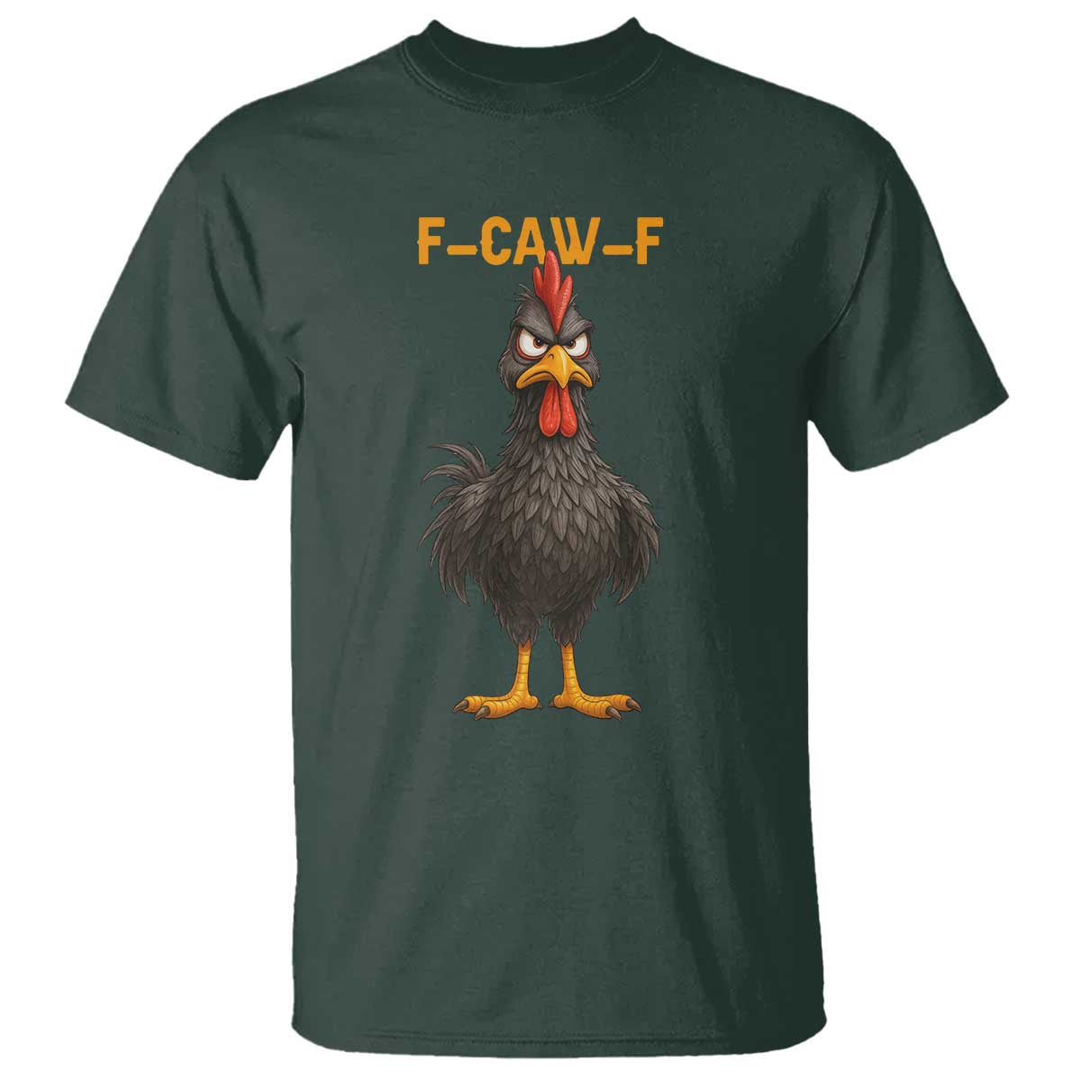 Funny F Caw F Grumpy Black Chicken Graphic T Shirt Moody Bird Meme for Sarcastic Animal Lovers - Wonder Print Shop