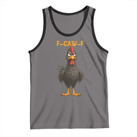 Funny F Caw F Grumpy Black Chicken Graphic Tank Top Moody Bird Meme for Sarcastic Animal Lovers - Wonder Print Shop