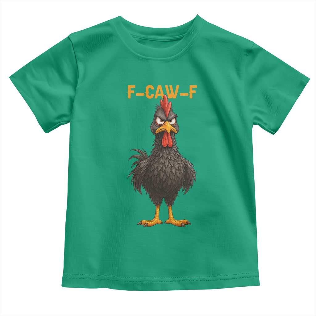 Funny F Caw F Grumpy Black Chicken Graphic Toddler T Shirt Moody Bird Meme for Sarcastic Animal Lovers - Wonder Print Shop