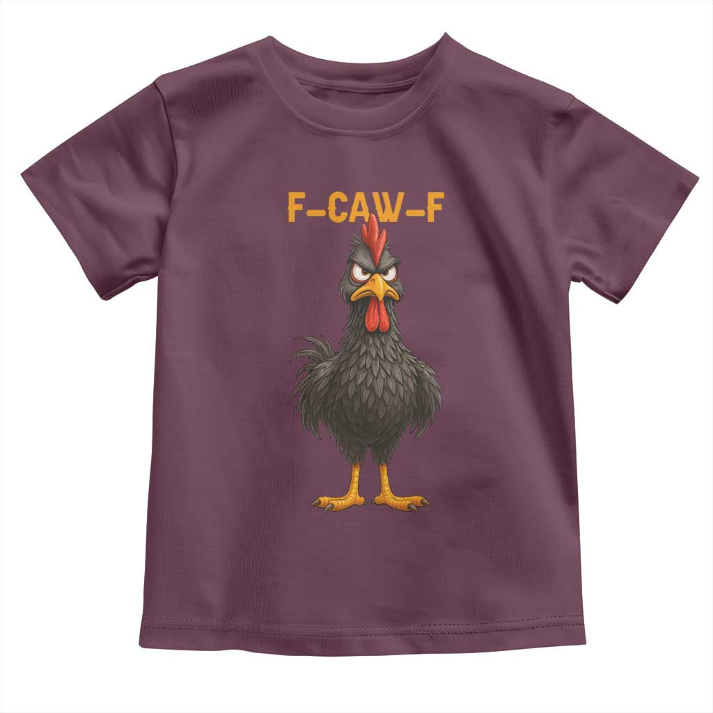 Funny F Caw F Grumpy Black Chicken Graphic Toddler T Shirt Moody Bird Meme for Sarcastic Animal Lovers - Wonder Print Shop