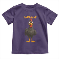 Funny F Caw F Grumpy Black Chicken Graphic Toddler T Shirt Moody Bird Meme for Sarcastic Animal Lovers - Wonder Print Shop