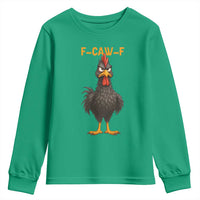Funny F Caw F Grumpy Black Chicken Graphic Youth Sweatshirt Moody Bird Meme for Sarcastic Animal Lovers - Wonder Print Shop