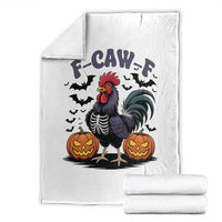 F Caw F Halloween Chicken Skeleton Throw Blanket Spooky Funny Rooster Meme - Wonder Print Shop
