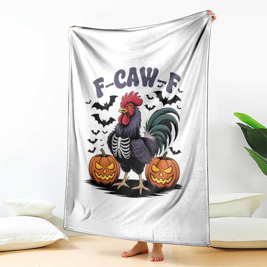 F Caw F Halloween Chicken Skeleton Throw Blanket Spooky Funny Rooster Meme - Wonder Print Shop