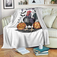 F Caw F Halloween Chicken Skeleton Throw Blanket Spooky Funny Rooster Meme - Wonder Print Shop