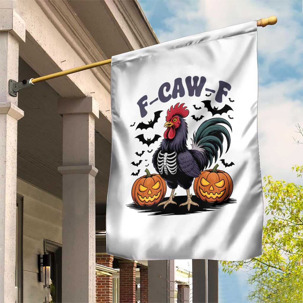 F Caw F Halloween Chicken Skeleton Garden Flag Spooky Funny Rooster Meme - Wonder Print Shop