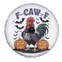 F Caw F Halloween Chicken Skeleton Spare Tire Cover Spooky Funny Rooster Meme - Wonder Print Shop