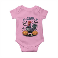 F Caw F Halloween Chicken Skeleton Baby Onesie Spooky Funny Rooster Meme - Wonder Print Shop