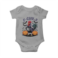 F Caw F Halloween Chicken Skeleton Baby Onesie Spooky Funny Rooster Meme - Wonder Print Shop