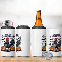 F Caw F Halloween Chicken Skeleton 4 in 1 Can Cooler Tumbler Spooky Funny Rooster Meme - Wonder Print Shop