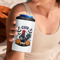 F Caw F Halloween Chicken Skeleton 4 in 1 Can Cooler Tumbler Spooky Funny Rooster Meme - Wonder Print Shop