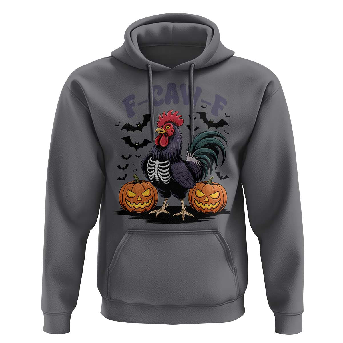 F Caw F Halloween Chicken Skeleton Hoodie Spooky Funny Rooster Meme - Wonder Print Shop