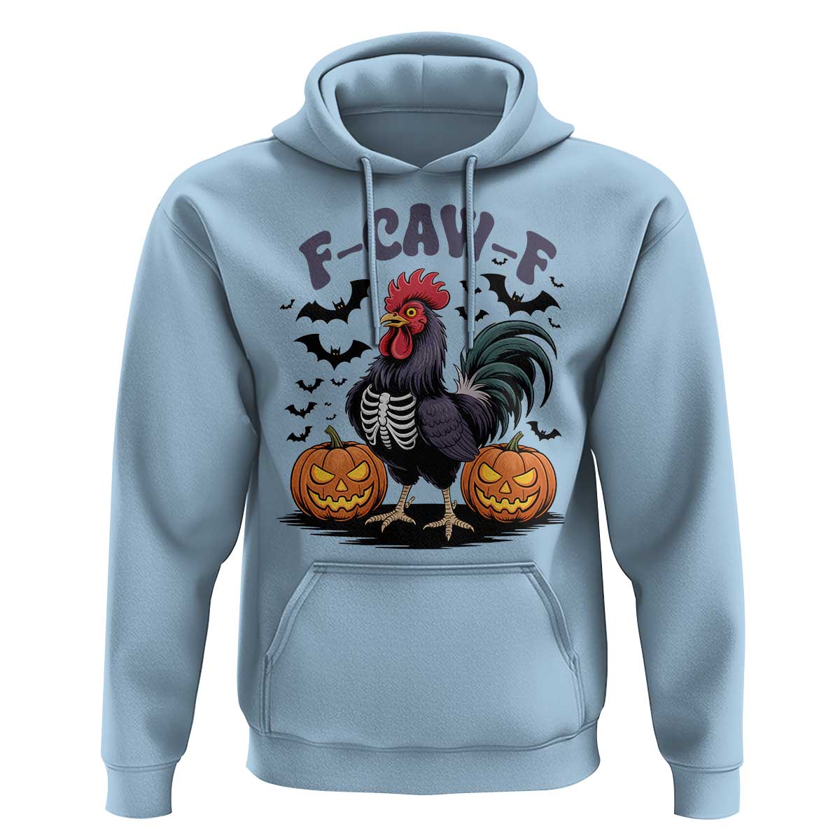 F Caw F Halloween Chicken Skeleton Hoodie Spooky Funny Rooster Meme - Wonder Print Shop
