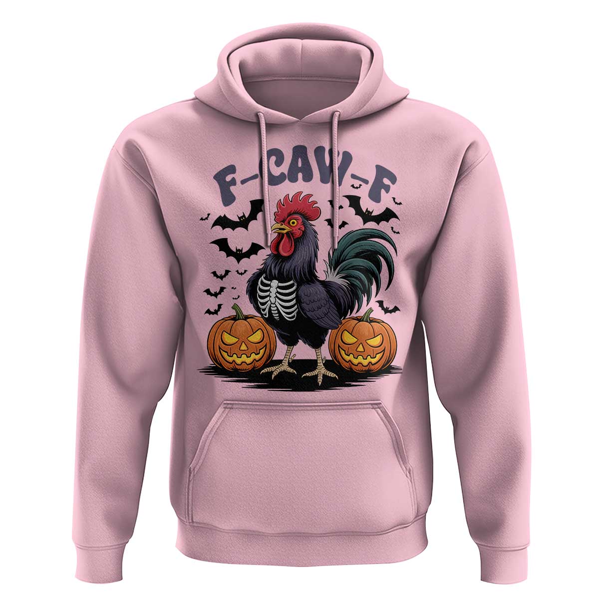 F Caw F Halloween Chicken Skeleton Hoodie Spooky Funny Rooster Meme - Wonder Print Shop