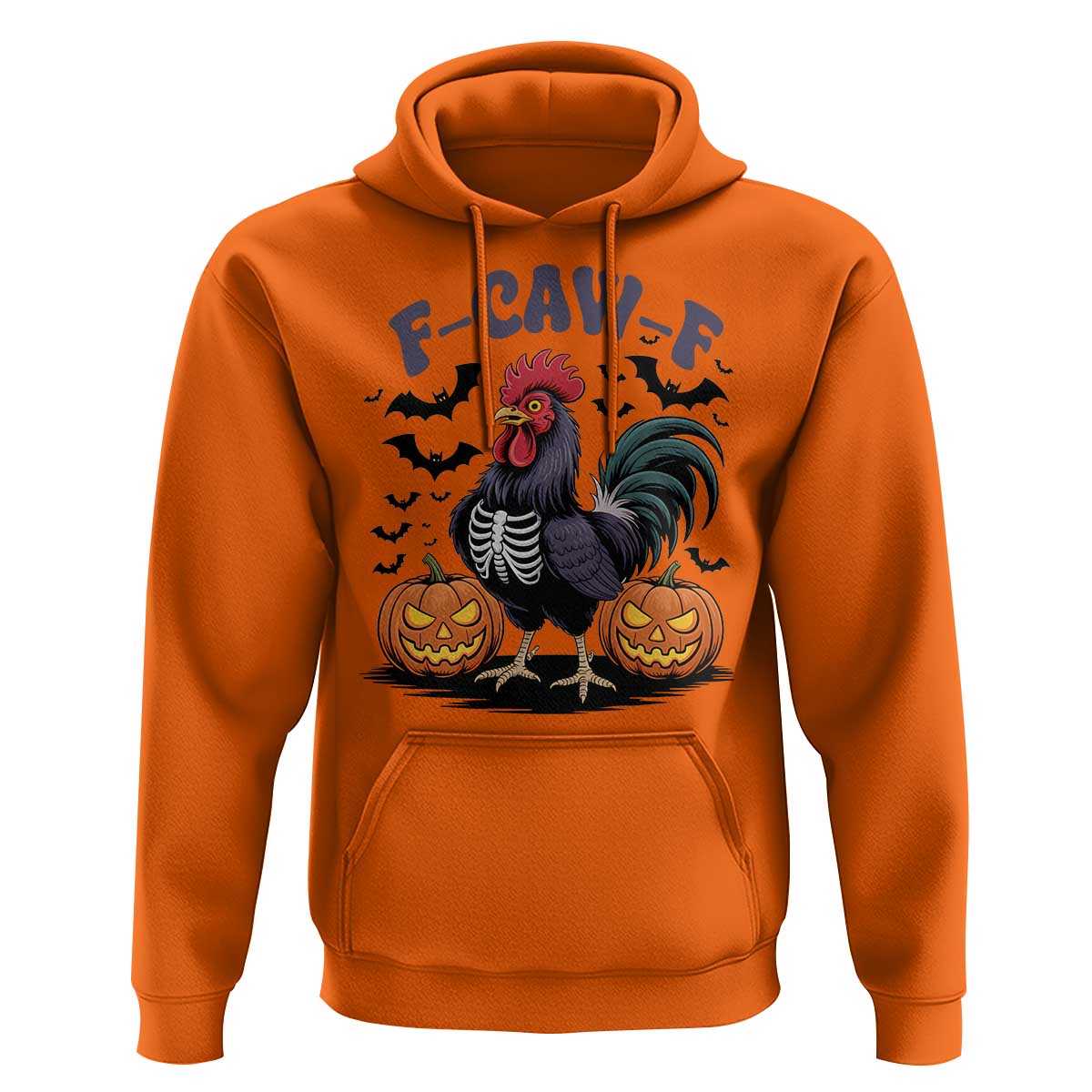 F Caw F Halloween Chicken Skeleton Hoodie Spooky Funny Rooster Meme - Wonder Print Shop