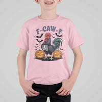 F Caw F Halloween Chicken Skeleton T Shirt For Kid Spooky Funny Rooster Meme - Wonder Print Shop