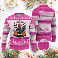 F Caw F Halloween Chicken Skeleton Ugly Christmas Sweater Spooky Funny Rooster Meme - Wonder Print Shop