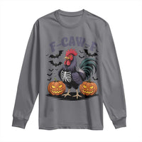 F Caw F Halloween Chicken Skeleton Long Sleeve Shirt Spooky Funny Rooster Meme - Wonder Print Shop