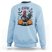 F Caw F Halloween Chicken Skeleton Sweatshirt Spooky Funny Rooster Meme - Wonder Print Shop