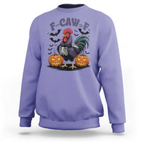 F Caw F Halloween Chicken Skeleton Sweatshirt Spooky Funny Rooster Meme - Wonder Print Shop