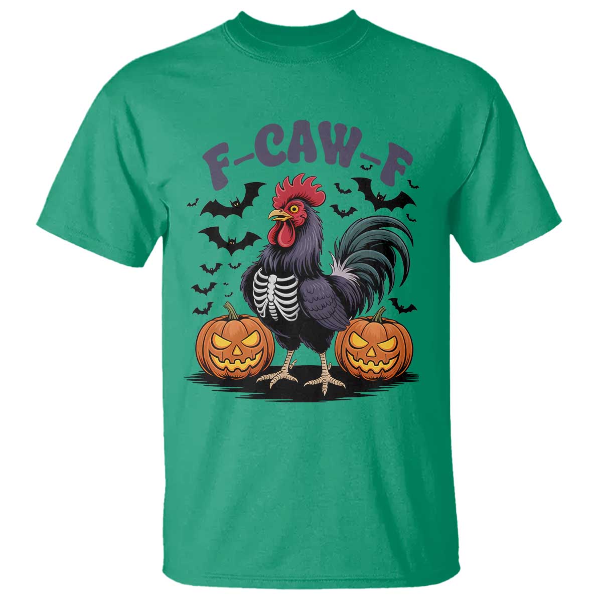 F Caw F Halloween Chicken Skeleton T Shirt Spooky Funny Rooster Meme - Wonder Print Shop