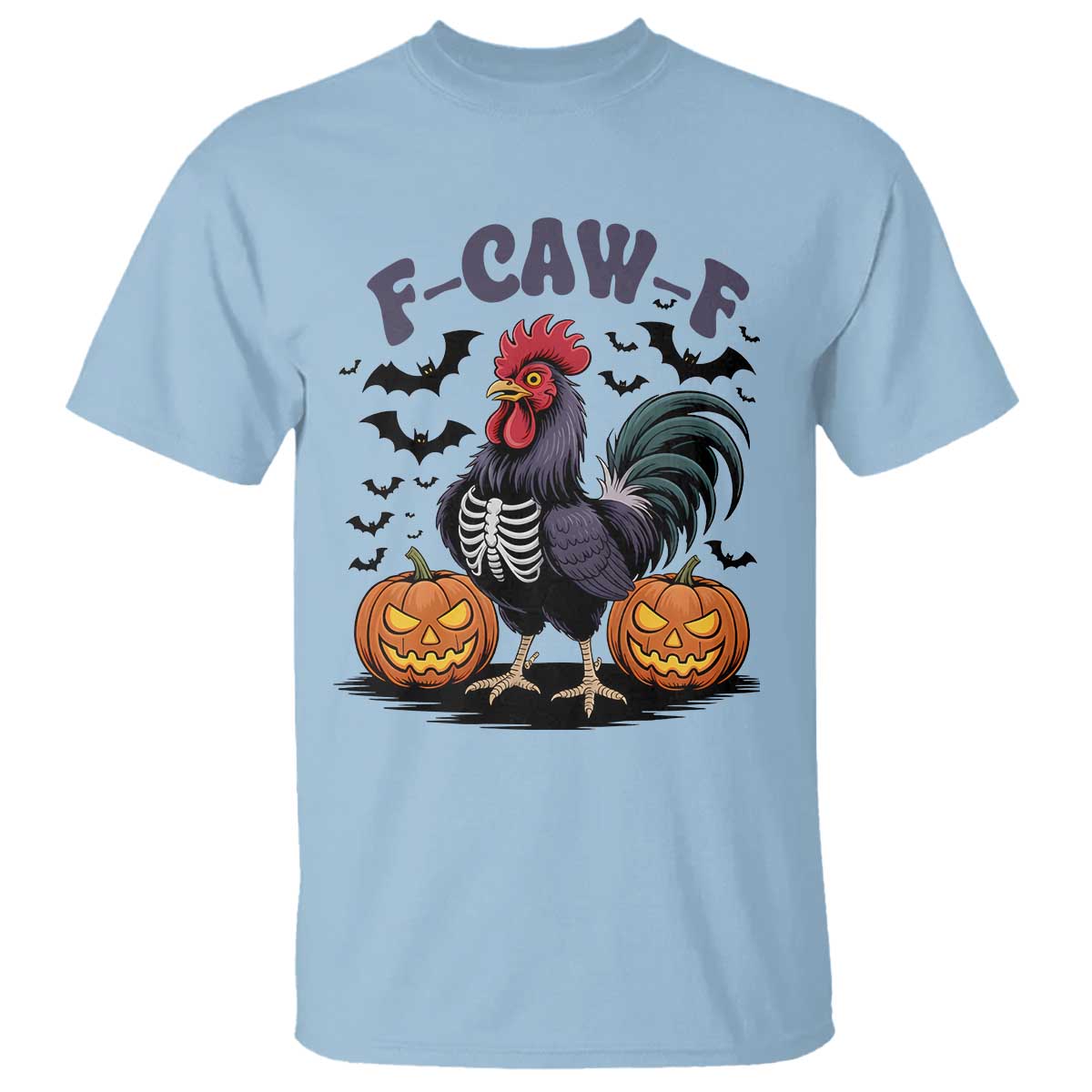 F Caw F Halloween Chicken Skeleton T Shirt Spooky Funny Rooster Meme - Wonder Print Shop