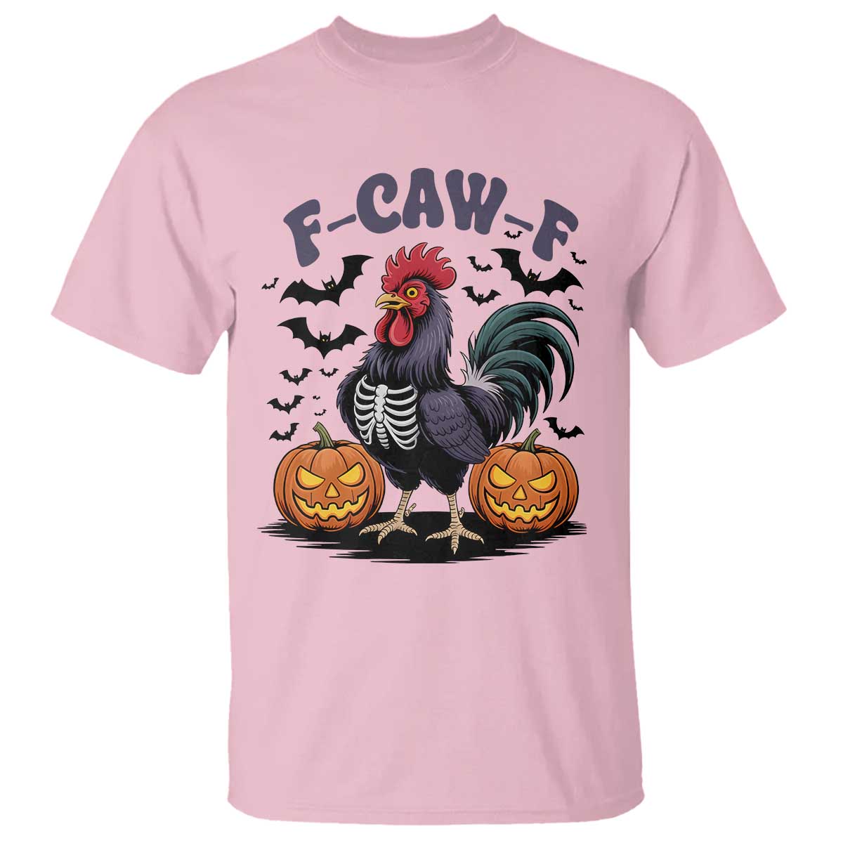 F Caw F Halloween Chicken Skeleton T Shirt Spooky Funny Rooster Meme - Wonder Print Shop