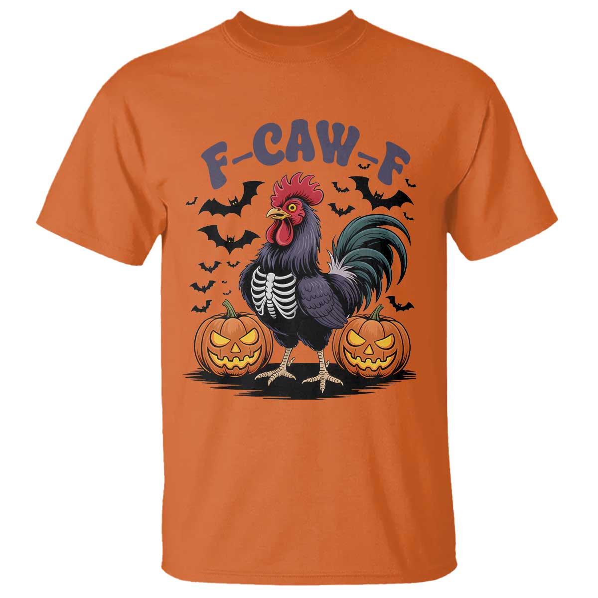 F Caw F Halloween Chicken Skeleton T Shirt Spooky Funny Rooster Meme - Wonder Print Shop
